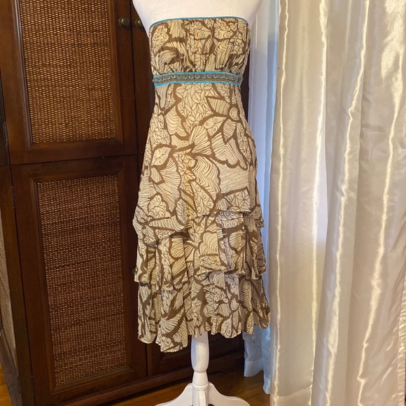 Sangria Dresses & Skirts - Tropical Strapless Silk Dress